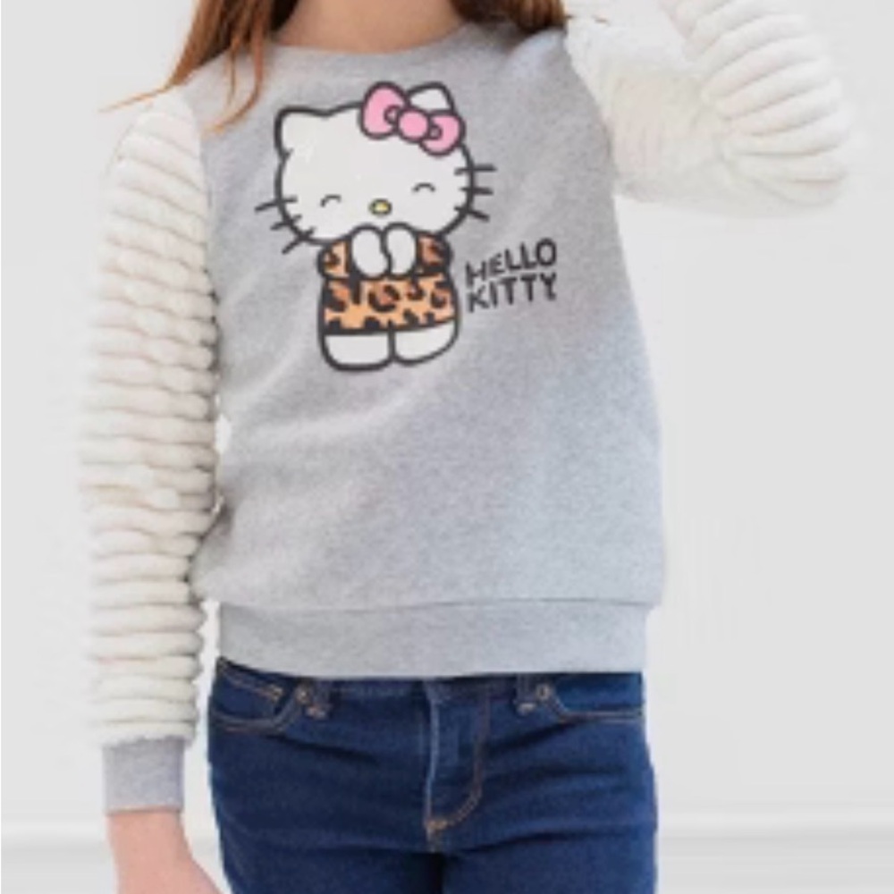 Hello Kitty Gray and Cream Sweatshirt with Pink Bow